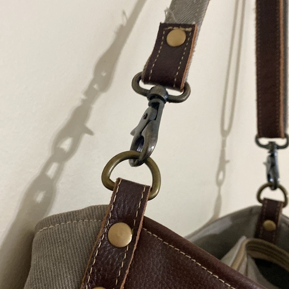 Myra Anthropologie Bag Naive Crossbody Canvas Leather women large boho retro y2k - Picture 6 of 14